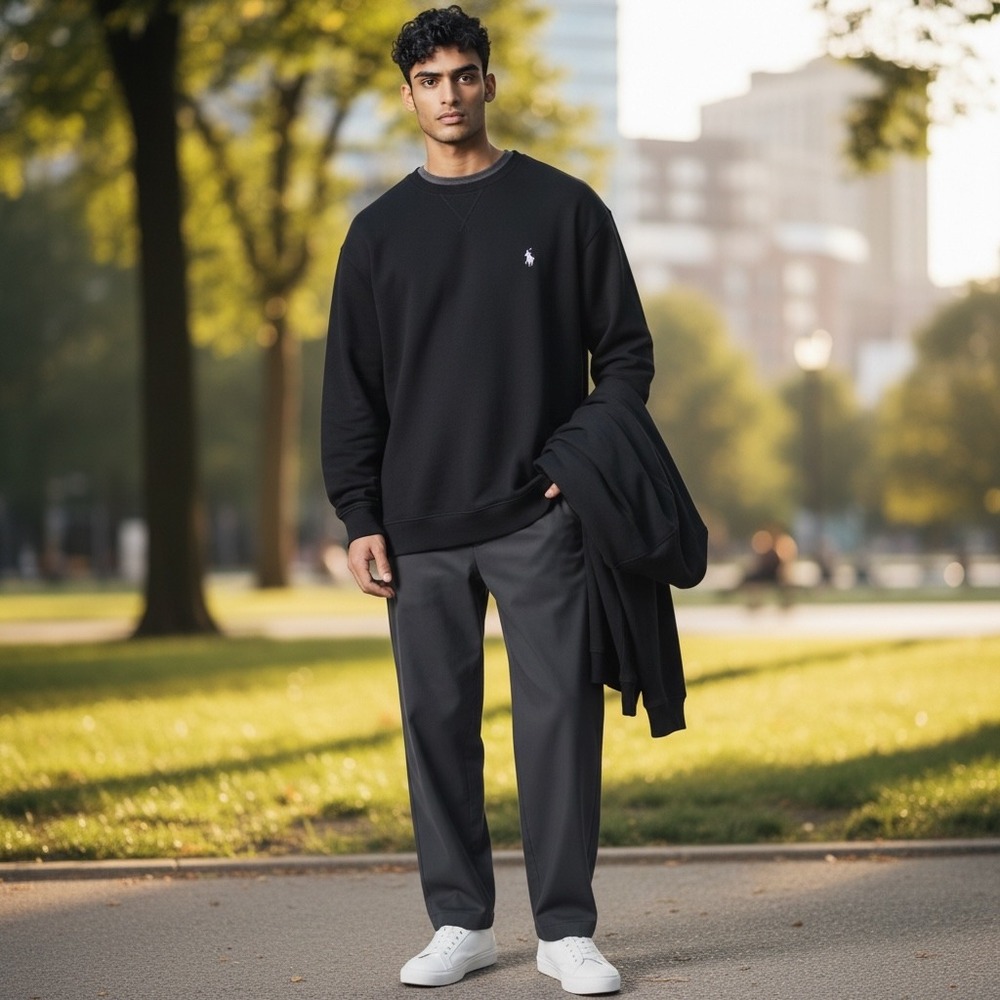 US Polo Assn Luxury Feel Sweatshirt Mens 2XLT Black Crewneck Big & Tall